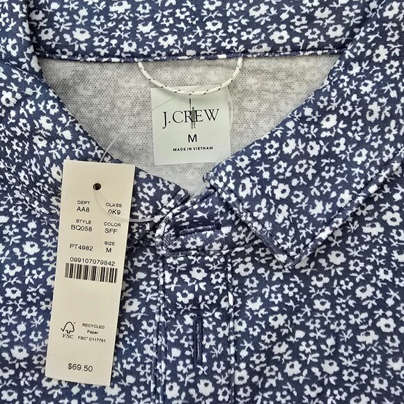 J. Crew Men’s Medium Performance Polo – Blue Floral Print - Picture 2 of 7